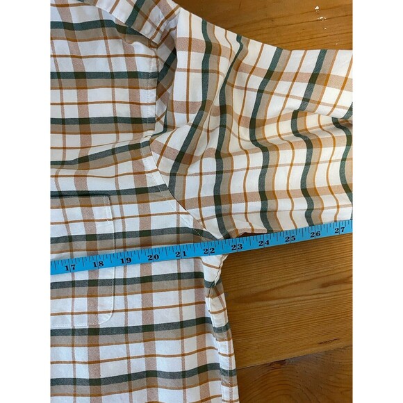 Men's J CREW XL Factory Button Down Shirt Flex Oxford Slim Plaid Green/orange - Picture 7 of 7